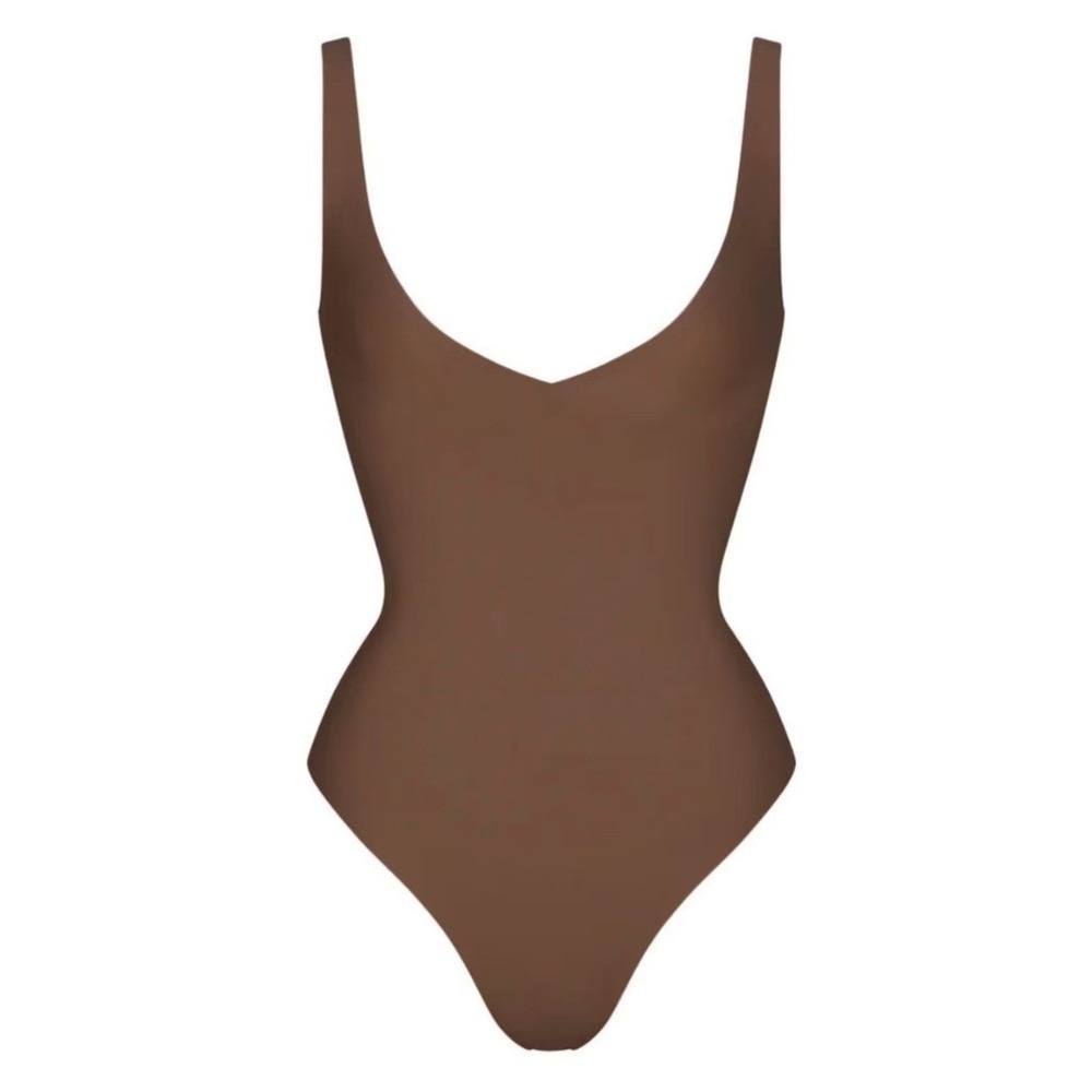 Skims Fits Everybody Plunge Bodysuit Jasper Brown BD-THG-9551W Small - Picture 1 of 5
